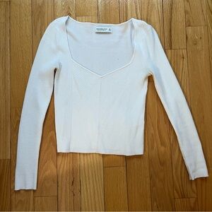 Abercrombie & Fitch Cream Ribbed Knit Top